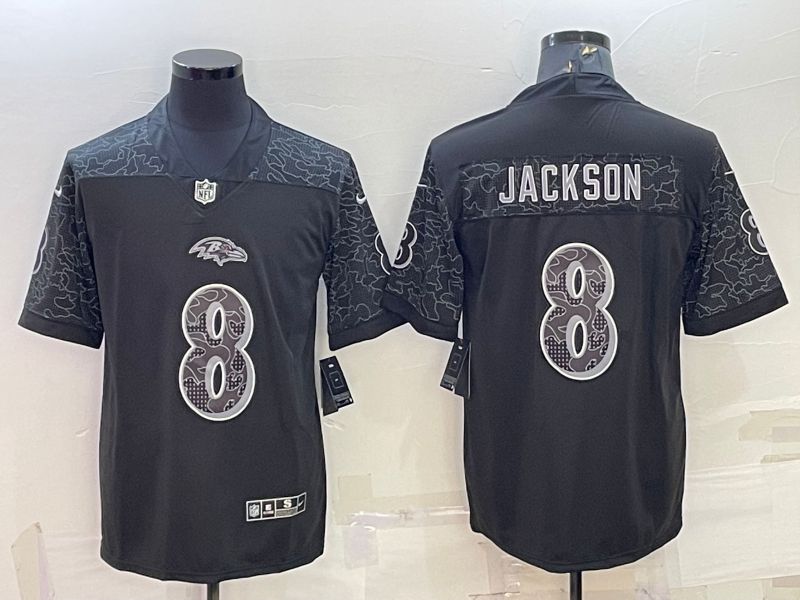 Men Baltimore Ravens #8 Jackson Black Reflector 2022 Nike Limited NFL Jersey
